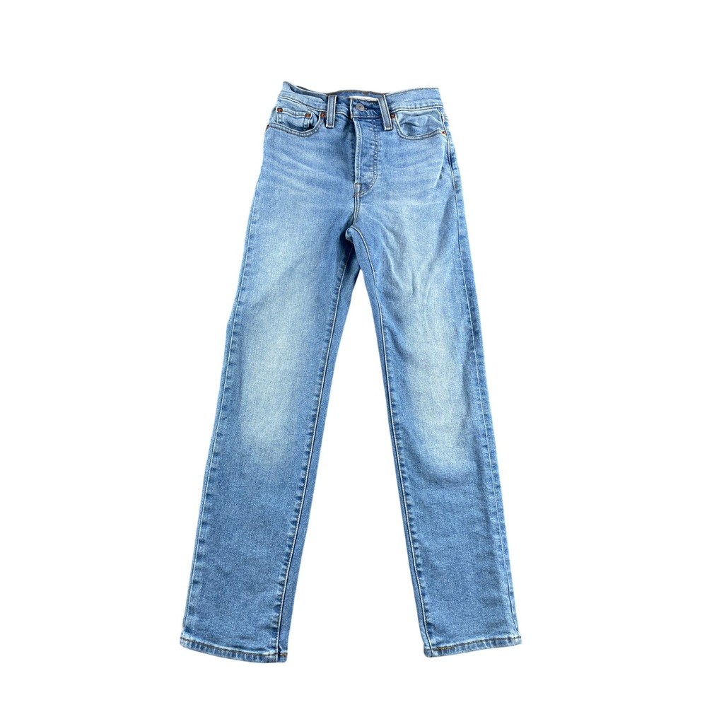 Levis Wedgie Straight Jeans Light Blue High Rise Denim Pants Size 24